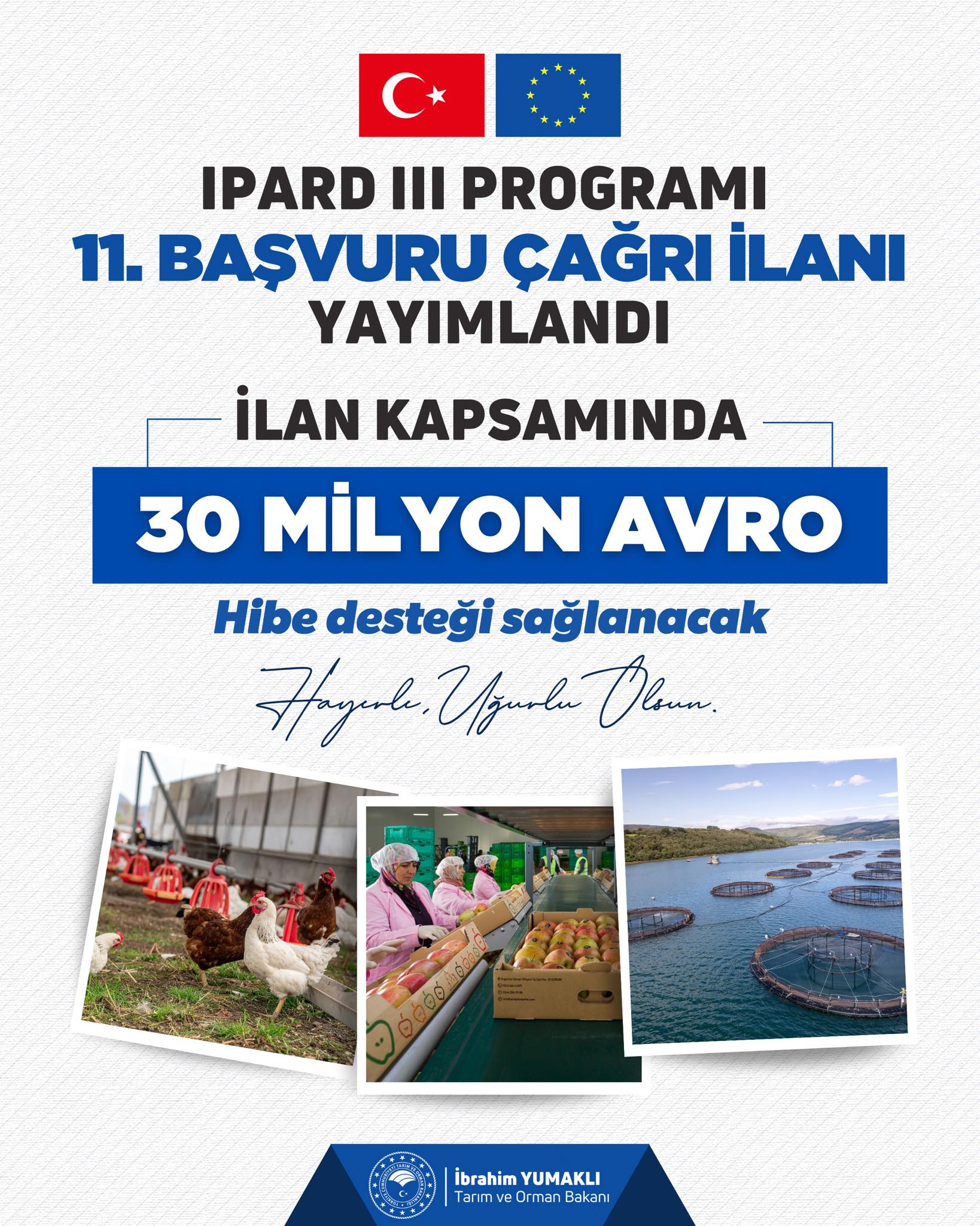 TKDK’dan Tarım ve Balıkçılık İşletmelerine 30 Milyon Avroluk Dev Hibe Desteği